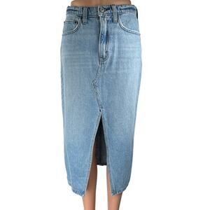 Abercrombie & Fitch Light Blue Denim Midi Skirt